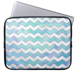 Glacier Blue Chevron Mönster Laptop Fodral