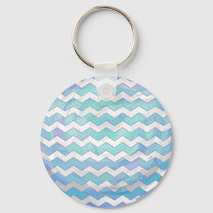 Glacier Blue Chevron Mönster Nyckelring