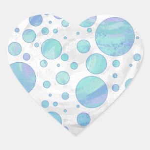 Glacier Blue Polka Dot Mönster Hjärtformat Klistermärke