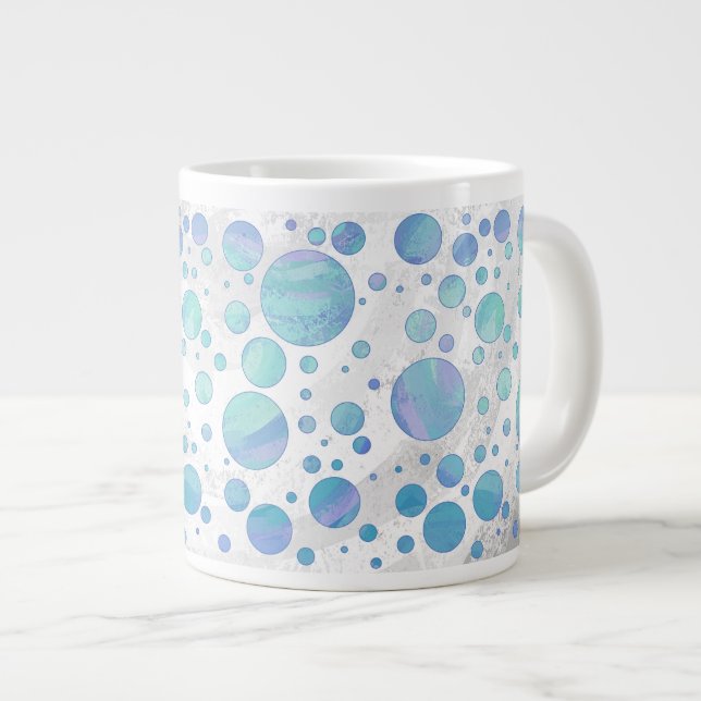 Glacier Blue Polka Dot Mönster Jumbo Mugg (Framsida höger)