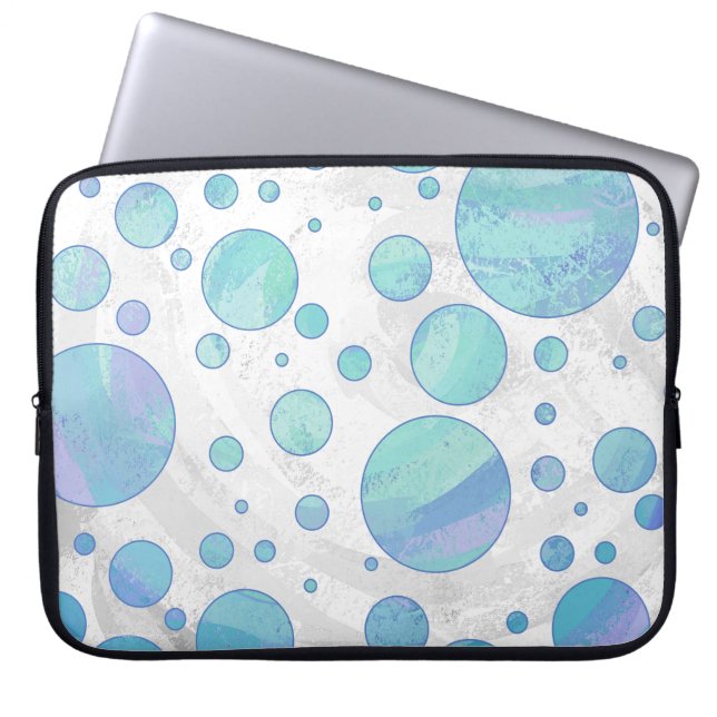 Glacier Blue Polka Dot Mönster Laptop Sleeve (Framsidan)