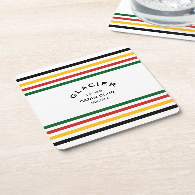 Glacier Cabin Klubb Anpassningsbar Vapensköld Park Underlägg Papper Kvadrat (Vinklad)