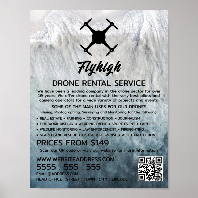 Glacier Drone Silhouette, Drone Rental Company Poster (Framsidan)