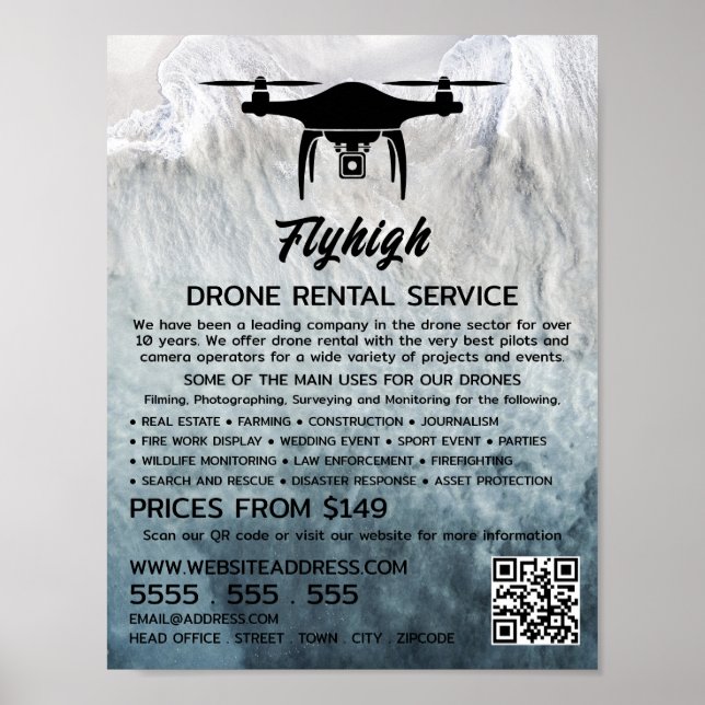Glacier Drone Silhouette, Drone Rental Company Poster (Framsidan)