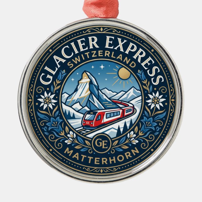 Glacier Express & Matterhorn, Schweiz Julgransprydnad Metall (Framsidan)