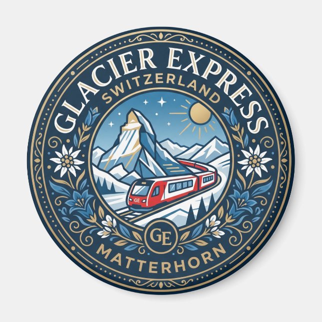 Glacier Express & Matterhorn, Schweiz Magnet (Framsidan)