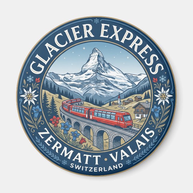 Glacier Express-rutt Schweiz Magnet (Framsidan)