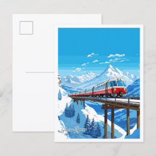 Glacier Express Schweiz Travel illustration Vykort