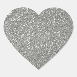 Glacier Grått med faux Glitter Hjärtformat Klistermärke