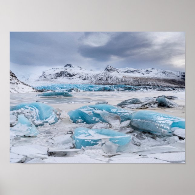 Glacier Ice liggande, Island Poster (Framsidan)