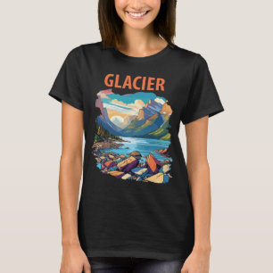 Glacier Lake Mountain Röd Resa T Shirt