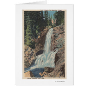 Glacier, MT - Utsikt över Trick Falls & Medicine Hälsningskort