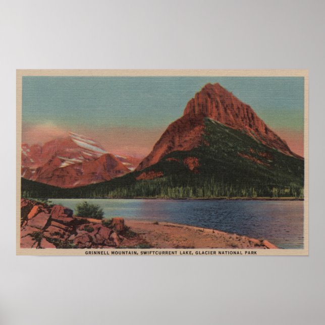 Glacier, MT - View of Grinnell Mt. & Swiftcurren Poster (Framsidan)