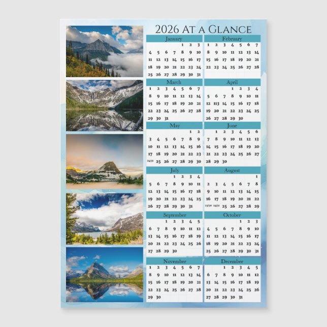Glacier National Park 2026 Översigtskalender (Framsida)