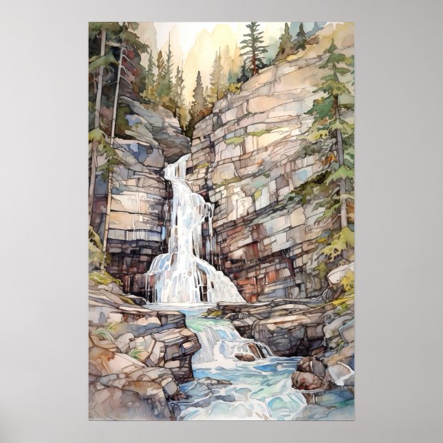 Glacier National Park Akvarell Poster (Framsidan)