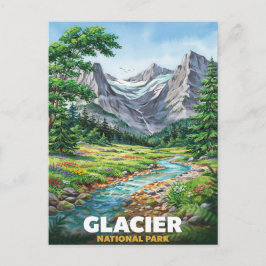 Glacier National Park Alpisk äng Resa Vykort