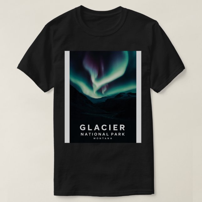 Glacier National Park Aurora Borealis T Shirt (Design framsida)
