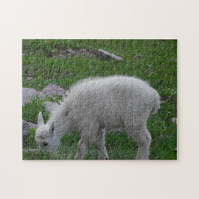 Glacier National Park Baby Mountain Goat Photo Pussel (Horisontell)