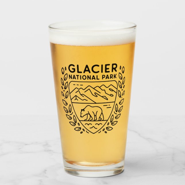 Glacier National Park Bear Emblem Glaskopp (Framsida fylld)