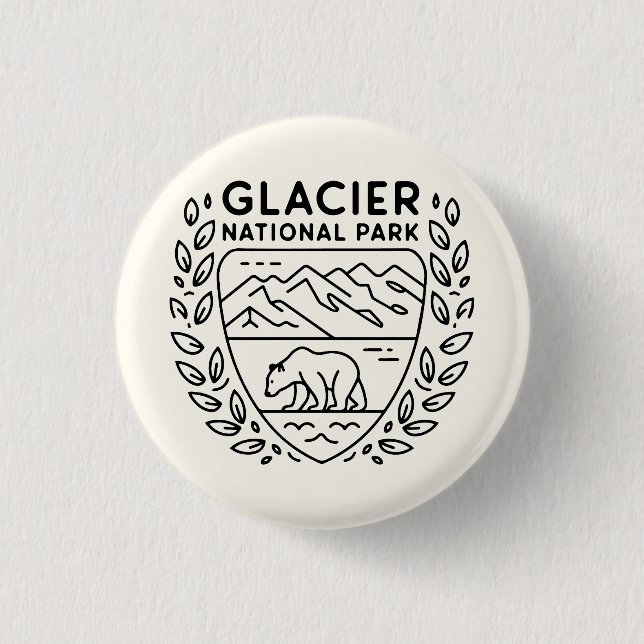 Glacier National Park Bear Emblem Knapp (Framsida)