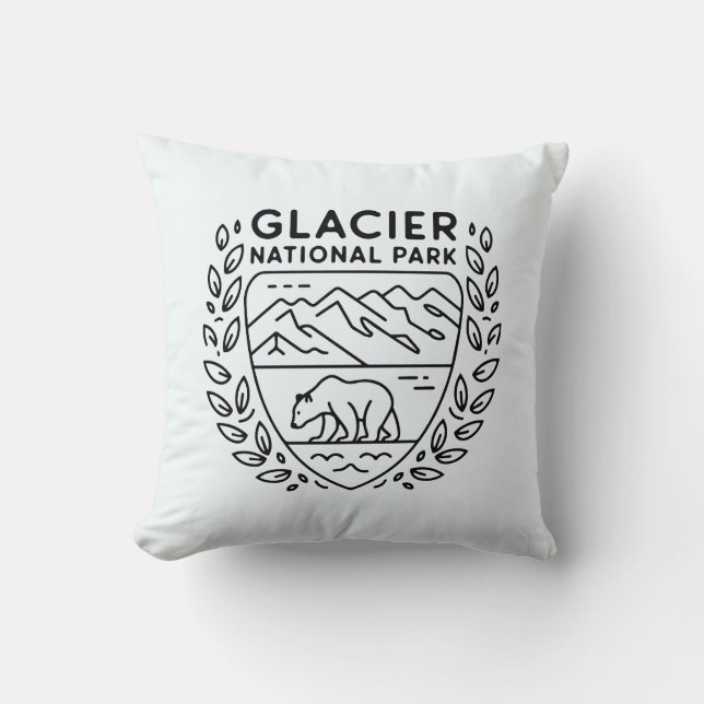 Glacier National Park Bear Emblem Kudde (Framsida)
