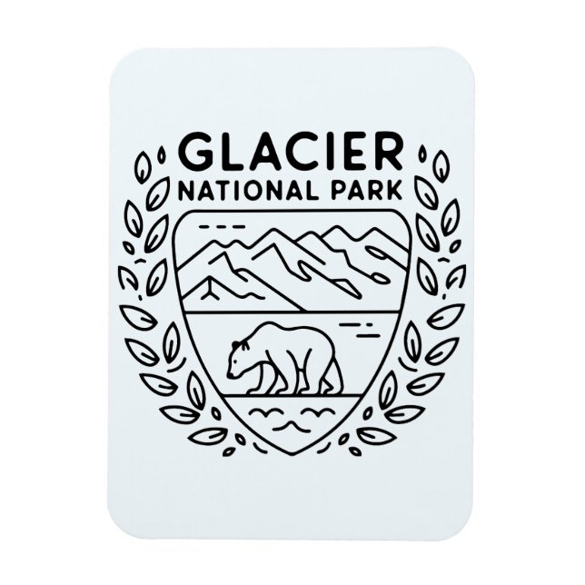 Glacier National Park Bear Emblem Magnet (Vertikal)
