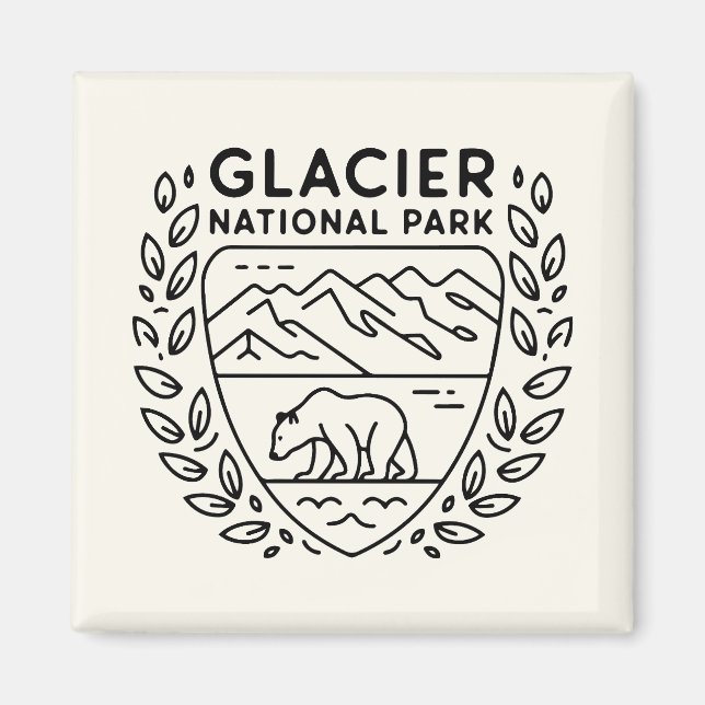 Glacier National Park Bear Emblem Magnet (Framsidan)