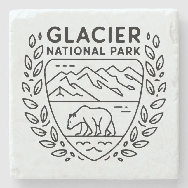 Glacier National Park Bear Emblem Stenunderlägg (Framsidan)