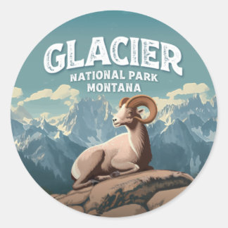 Glacier National Park Bighorn Sheep Runt Klistermärke