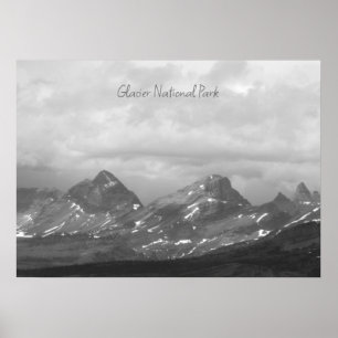 Glacier National Park Black White Photo Poster
