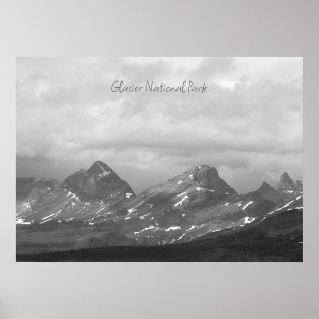 Glacier National Park Black White Photo Poster (Framsidan)