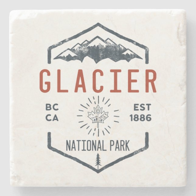 Glacier National Park Canada Vintage Distress Stenunderlägg (Framsidan)