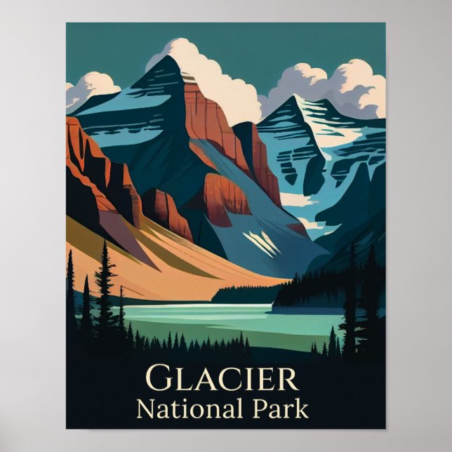 Glacier National Park Contemporary Art Poster (Framsidan)