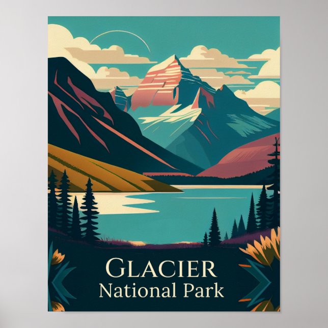 Glacier National Park Contemporary Design Poster (Framsidan)