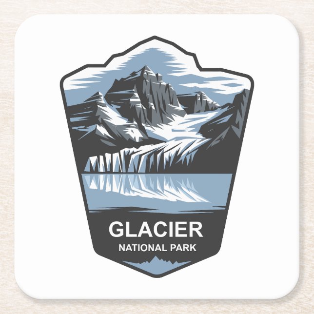 Glacier National Park Emblem Underlägg Papper Kvadrat (Framsidan)