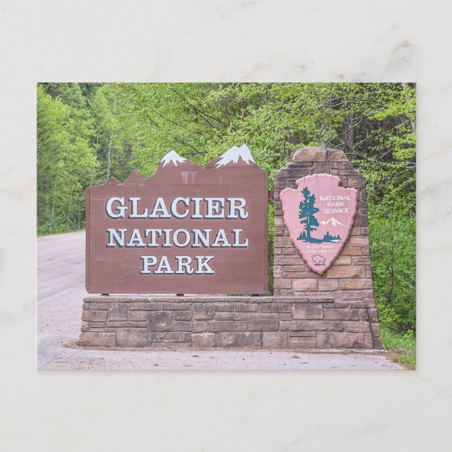 Glacier National Park Entrance-tecken Vykort (Framsida)