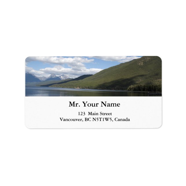 Glacier National Park-fotografi. Adressetikett (Framsidan)