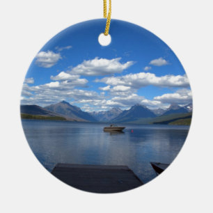 Glacier National Park-fotografi. Julgransprydnad Keramik