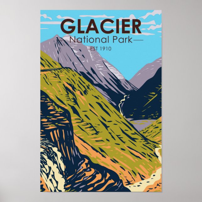 Glacier National Park går till Sol Road Poster (Framsidan)