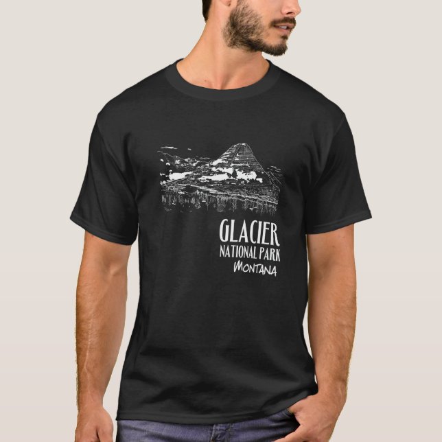 Glacier National Park Gömt Sjö Overlook Montana T Shirt (Framsida)