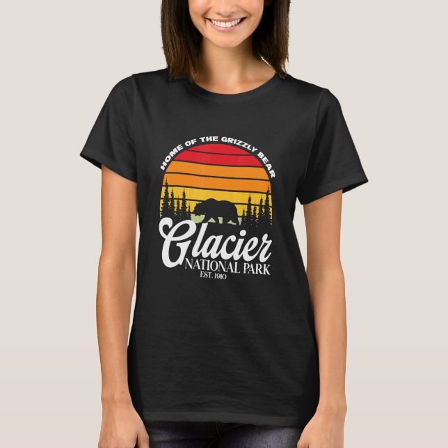 Glacier National Park Grizzly Bear Hiking Vacation T Shirt (Framsida)