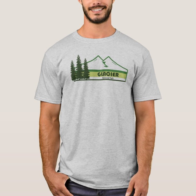 Glacier National Park Grönt Rand T Shirt (Framsida)