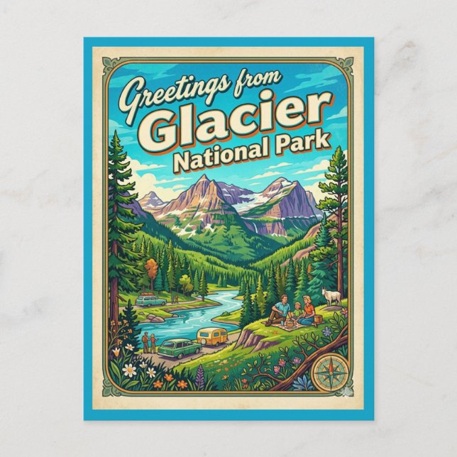 Glacier National Park Hälsningar Wilderness Vykort (Framsida)