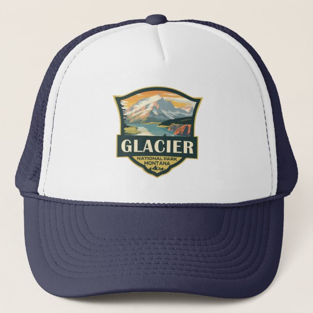 Glacier National Park Illustration Travel Vintage Keps (Framsida)