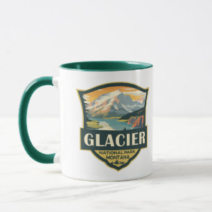Glacier National Park Illustration Travel Vintage Mugg