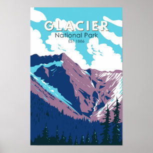 Glacier National Park Kanada Resa Konst Vintage Poster