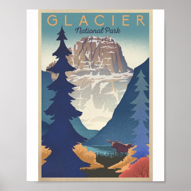 Glacier National Park Litho Artwork Poster (Framsidan)