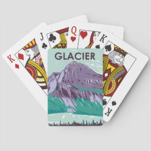 Glacier National Park Montana Gömt Sjö Vintage Casinokort