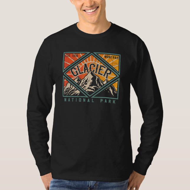Glacier National Park Montana Mountains Exploratio T Shirt (Framsida)
