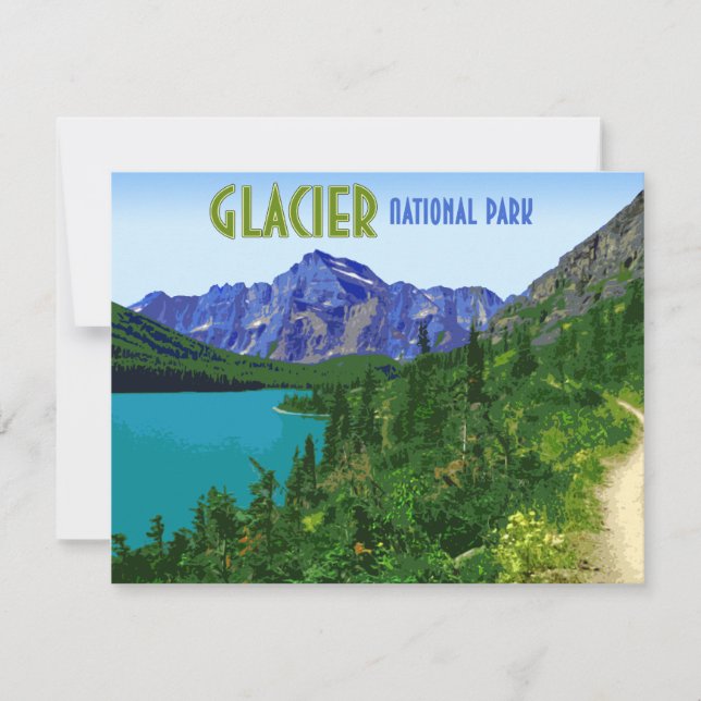 Glacier National Park Montana Platt Kort (Framsida)